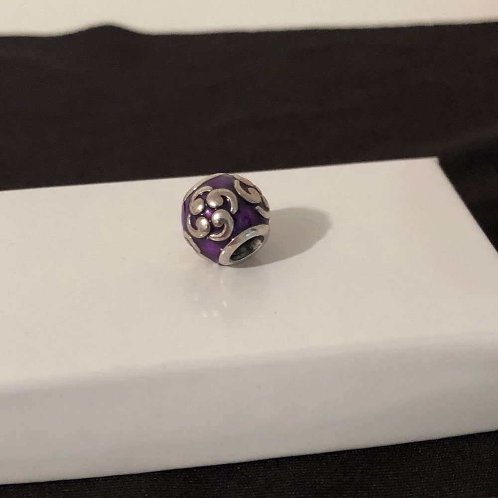 Purple Marble Design Cylinder Pandora Charm